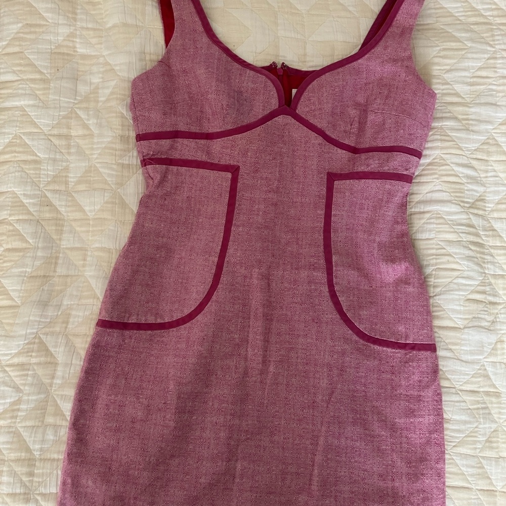 SOLD-Pink Sleeveless Dress with Pink Trim